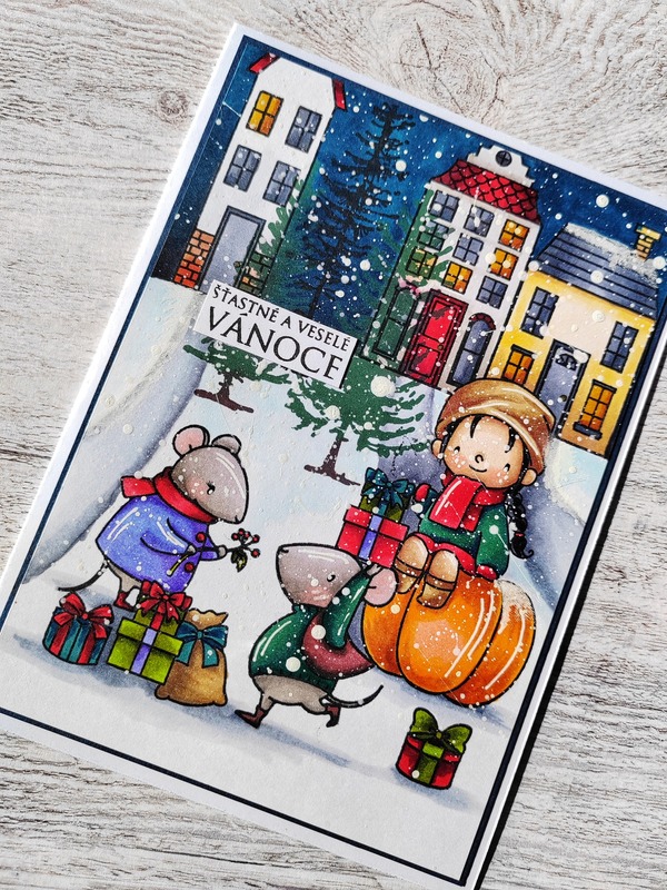 Přání ruční výroba - Myšky s dárky