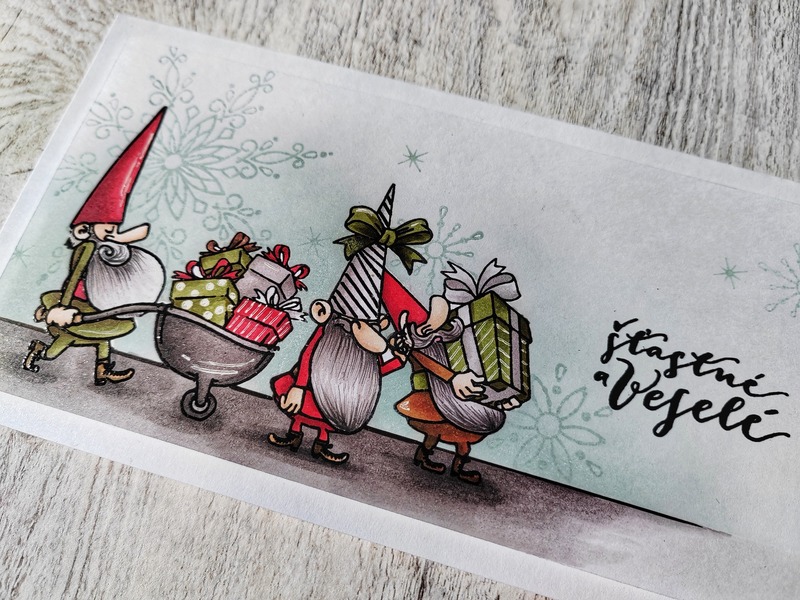 Přání ruční výroba - Veselé Vánoce skřítci