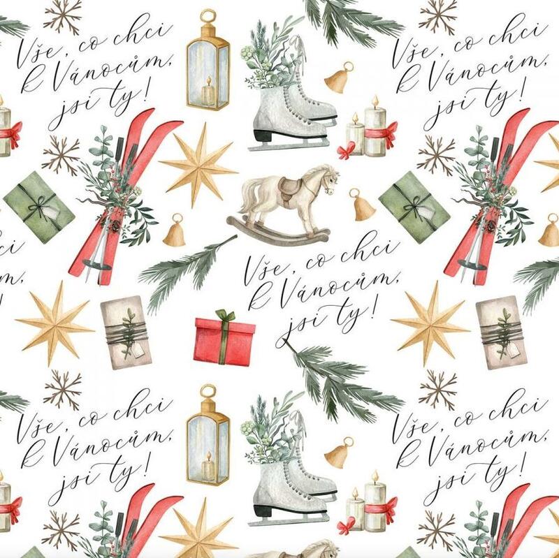 Vánoční balicí papír 70 x 100 cm - Vše, co chci k Vánocům, jsi ty - 1 arch