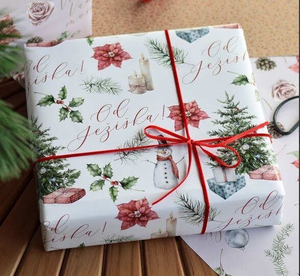Vánoční balicí papír 70 x 100 cm - Od Ježíška - 1 arch