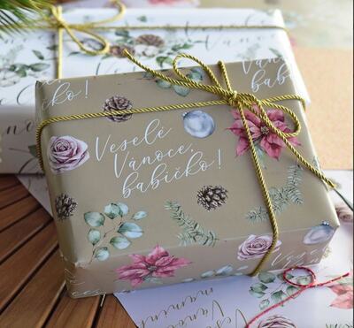 Vánoční balicí papír 70 x 100 cm - Veselé Vánoce, babičko! - 1 arch