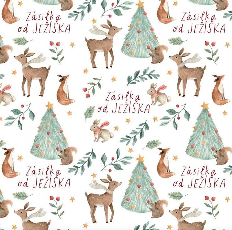 Vánoční balicí papír 70 x 100 cm - Zásilka od Ježíška - 1 arch
