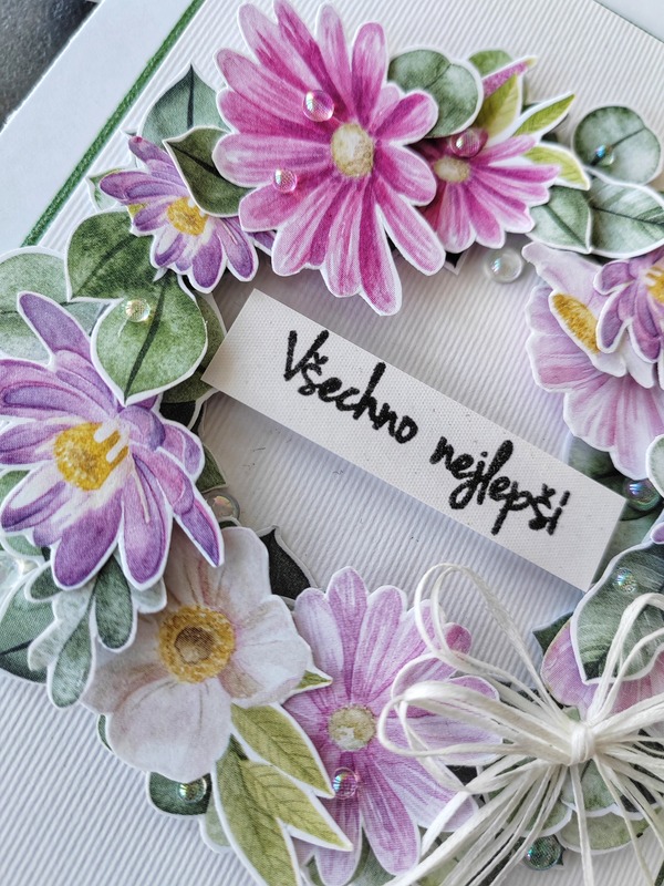 Přání ruční výroba - Květinový věneček