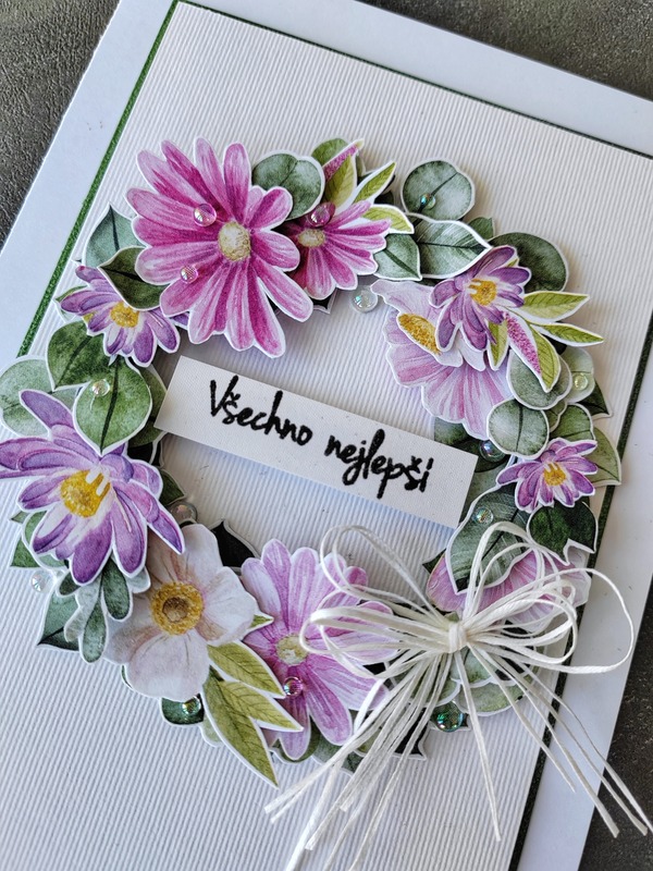 Přání ruční výroba - Květinový věneček