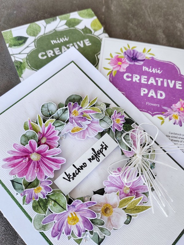 Přání ruční výroba - Květinový věneček