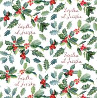 Vánoční balicí papír 70 x 100 cm - Vánoční cesmína - 1 arch