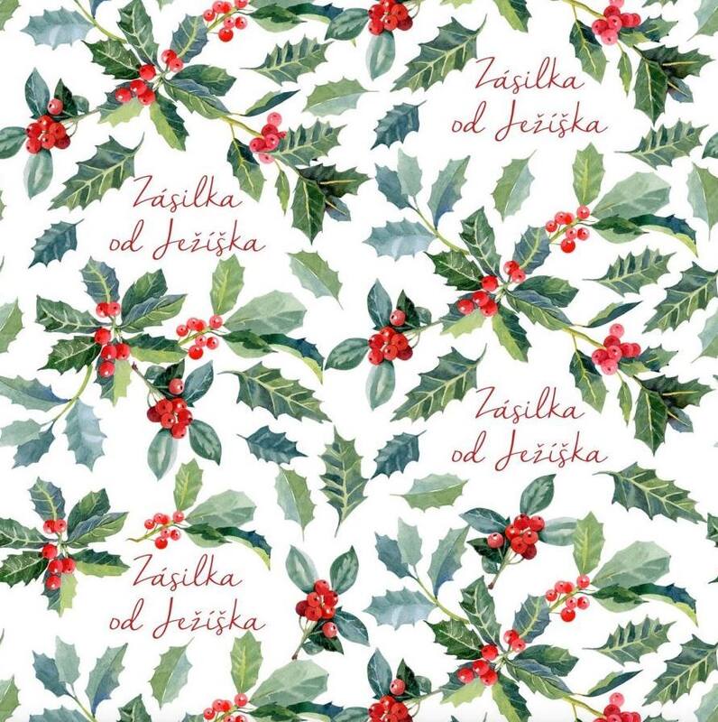 Vánoční balicí papír 70 x 100 cm - Vánoční cesmína