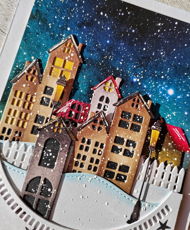 Přání ruční výroba - Vánoční městečko