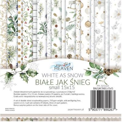 Sada oboustranně potištěných papírů PAPER HEAVEN 6x6" - White as Snow - sada 24 listů