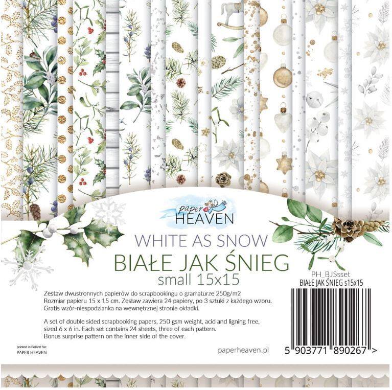 Sada oboustranně potištěných papírů PAPER HEAVEN 6x6" - White as Snow - sada 24 listů