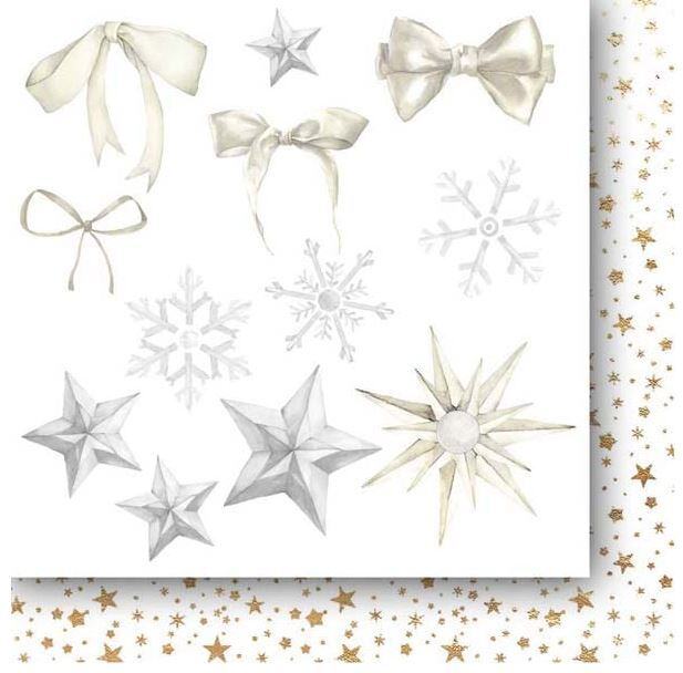 Sada oboustranně potištěných papírů PAPER HEAVEN 6x6" - White as Snow_Flowers - sada 24 listů