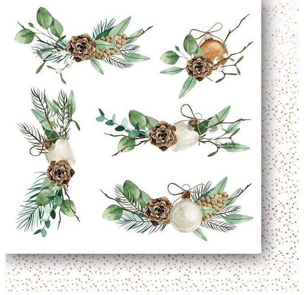 Sada oboustranně potištěných papírů PAPER HEAVEN 6x6" - White as Snow_Flowers - sada 24 listů