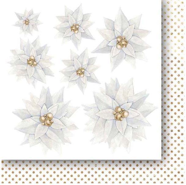 Sada oboustranně potištěných papírů PAPER HEAVEN 6x6" - White as Snow_Flowers - sada 24 listů