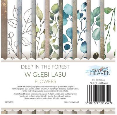Sada oboustranně potištěných papírů PAPER HEAVEN 6x6" - Deep in the Forest_Flowers - sada 24 listů