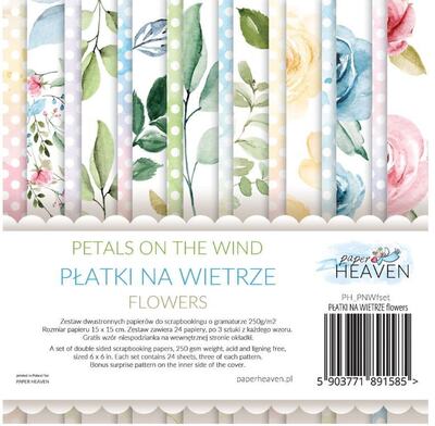 Sada oboustranně potištěných papírů PAPER HEAVEN 6x6" - Petals on the Wind_Flowers - sada 24 listů