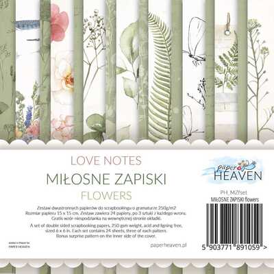 Sada oboustranně potištěných papírů PAPER HEAVEN 6x6" - Love Notes_Flowers - sada 24 listů