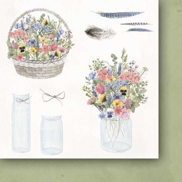 Sada oboustranně potištěných papírů PAPER HEAVEN 6x6" - Love Notes_Flowers - sada 24 listů