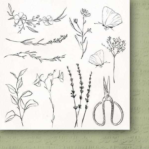 Sada oboustranně potištěných papírů PAPER HEAVEN 6x6" - Love Notes_Flowers - sada 24 listů