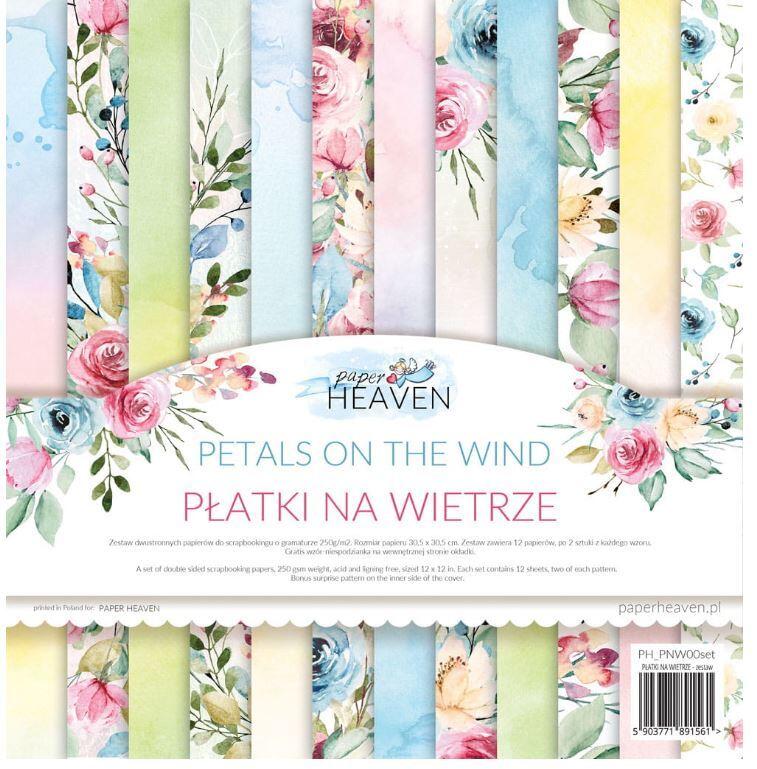 Sada oboustranně potištěných papírů PAPER HEAVEN 12x12" - Petals on the Wind - sada 12 listů