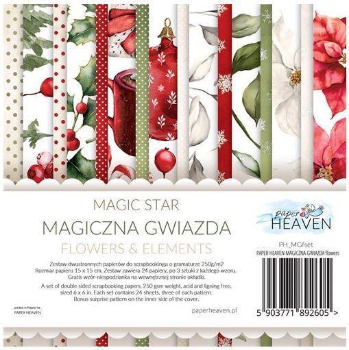 Sada oboustranně potištěných papírů PAPER HEAVEN 6x6" - Magic Star_Flowers & Elements