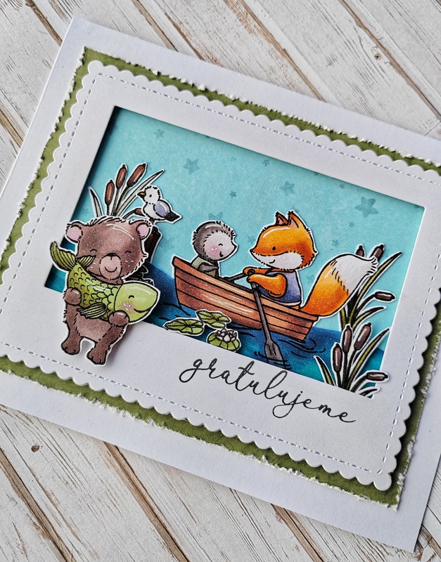 Přání ruční výroba - Zvířátka na rybách