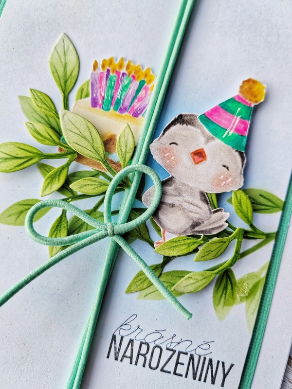 Přání ruční výroba - Ptáček na větvičce