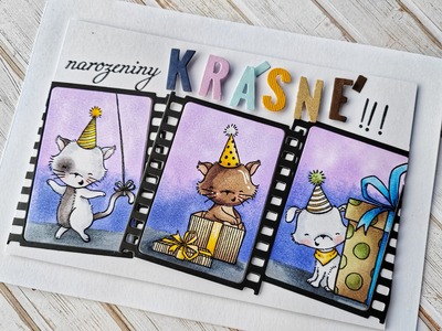 Přání ruční výroba - Veselé kočičky - 1 ks