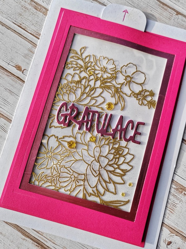 Přání ruční výroba - Květiny - měnící efekt