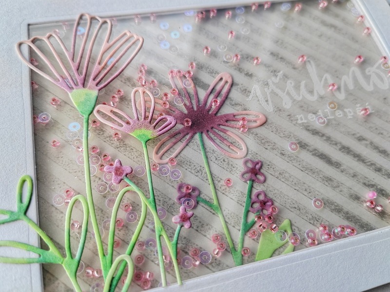 Přání ruční výroba - Květiny - shaker