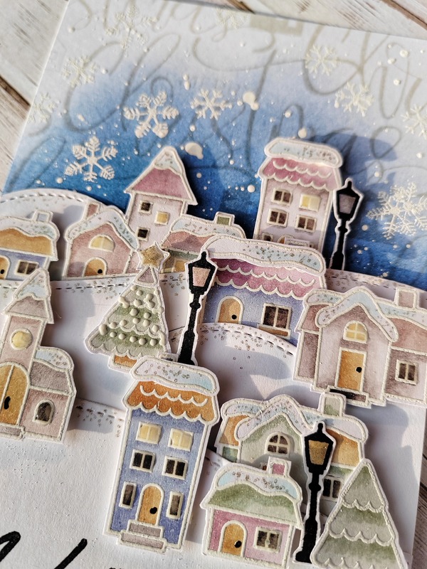 Přání ruční výroba - Winter town