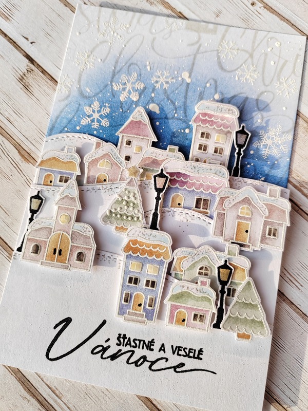 Přání ruční výroba - Winter town