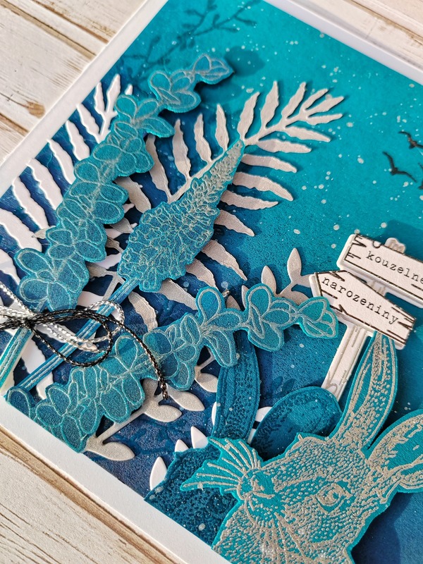 Přání ruční výroba - Zajíc a kapradí