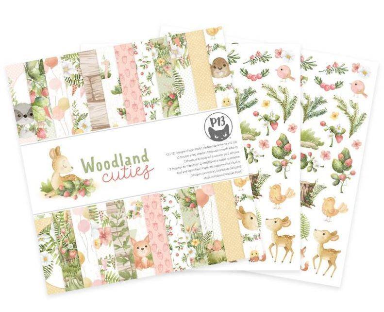 Sada scrapbookových oboustranně potištěných papírů P13 12x12" Woodland Cuties - sada 12 listů
