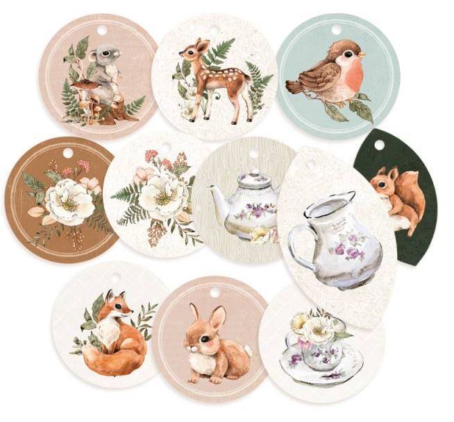Dekorativní visačky P13 - Forest tea party - sada 11 ks