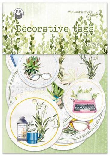 Dekorativní visačky P13 - The Garden of books - sada 9 ks