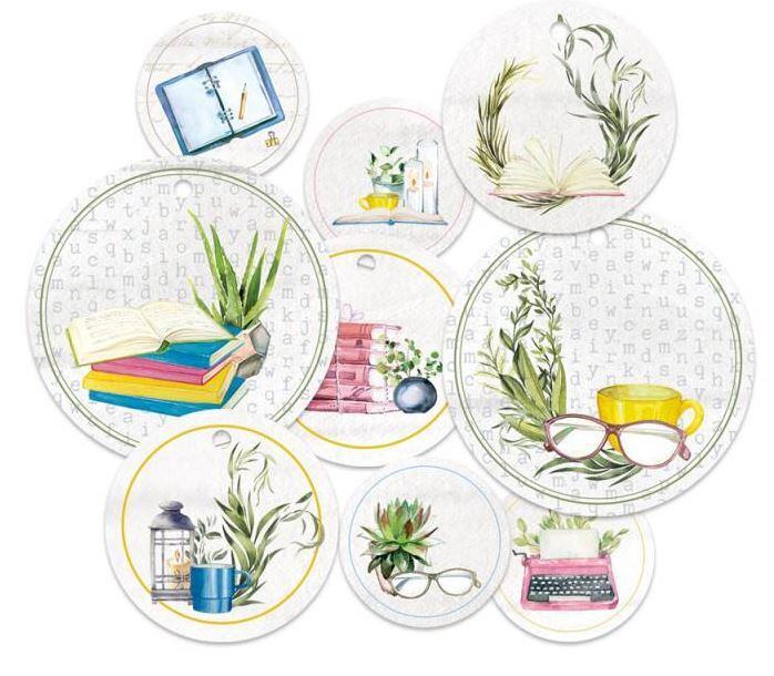 Dekorativní visačky P13 - The Garden of books - sada 9 ks