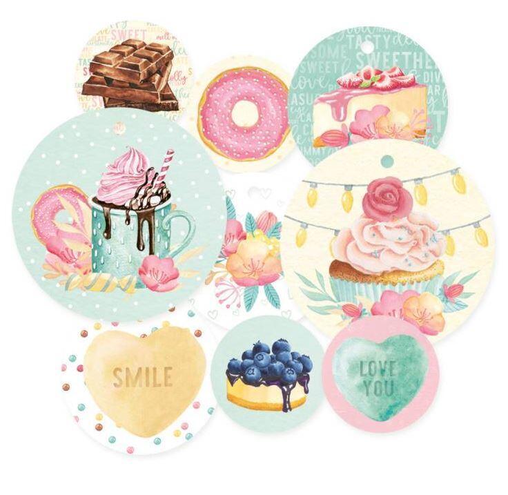 Dekorativní visačky kulaté P13 - Sugar & Spice - sada 9 ks