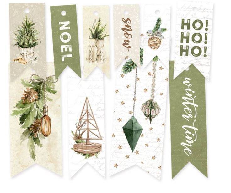 Dekorativní visačky "vlaječky" P13 - Cosy Winter  - sada 10 ks