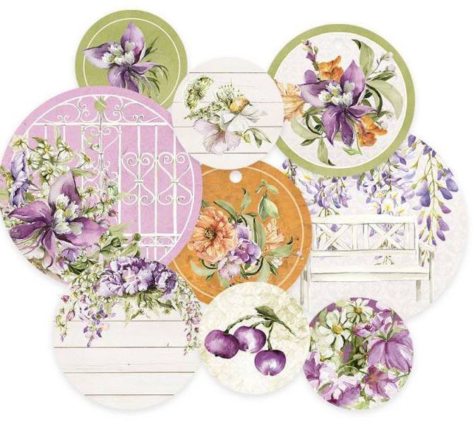 Dekorativní visačky kulaté P13 - Secret Garden - sada 9 ks